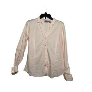 Chico's blouse shirt button down women's 8 light baby pink work wear cuffs